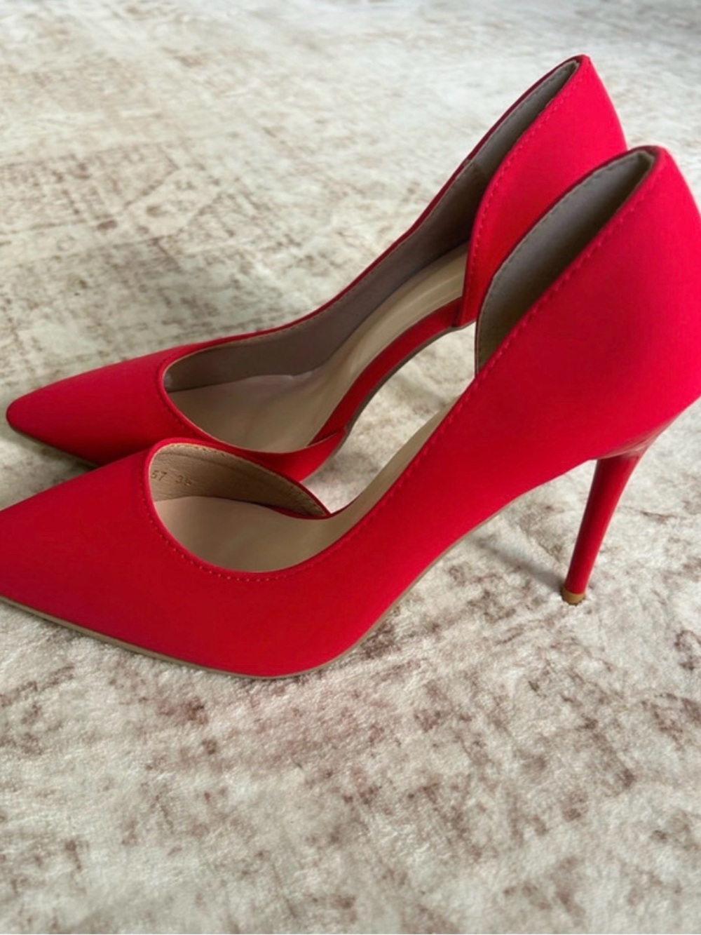 Red Pointed-Toe Stiletto Pumps - Women